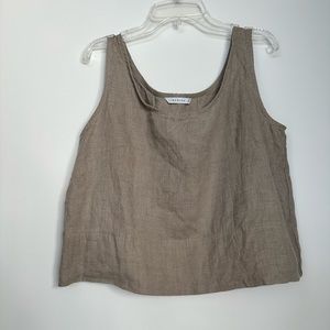 LINENFOX linen crop tank - taupe tan natural linen grey